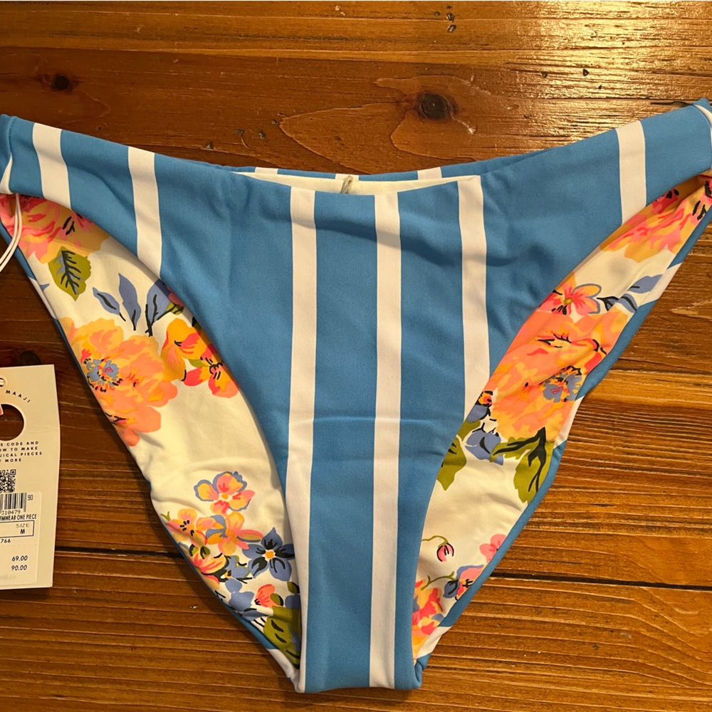 Maaji blue striped bikini bottoms -NWT-Size Medium